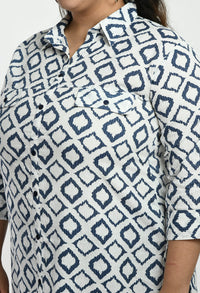 AnjuShree Choice Women Cotton Kurta 6XL White Blue