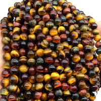 ABCGEMS African Tri-Color Tigers Eye Beads (Gorgeous Matrix- Mohs Hardness 7) Healing Chakra Energy Crystal Stone Ideal for Bracelet Necklace Ring DIY Jewelry Making Craft Men Women Smooth Round 8mm Tri Color Tigers Eye (From Africa)
