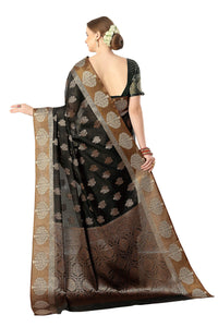 Jaam Silk Fashion Women's  kanjivaram Woven Pattu Silk Blend Saree with Blouse Piece