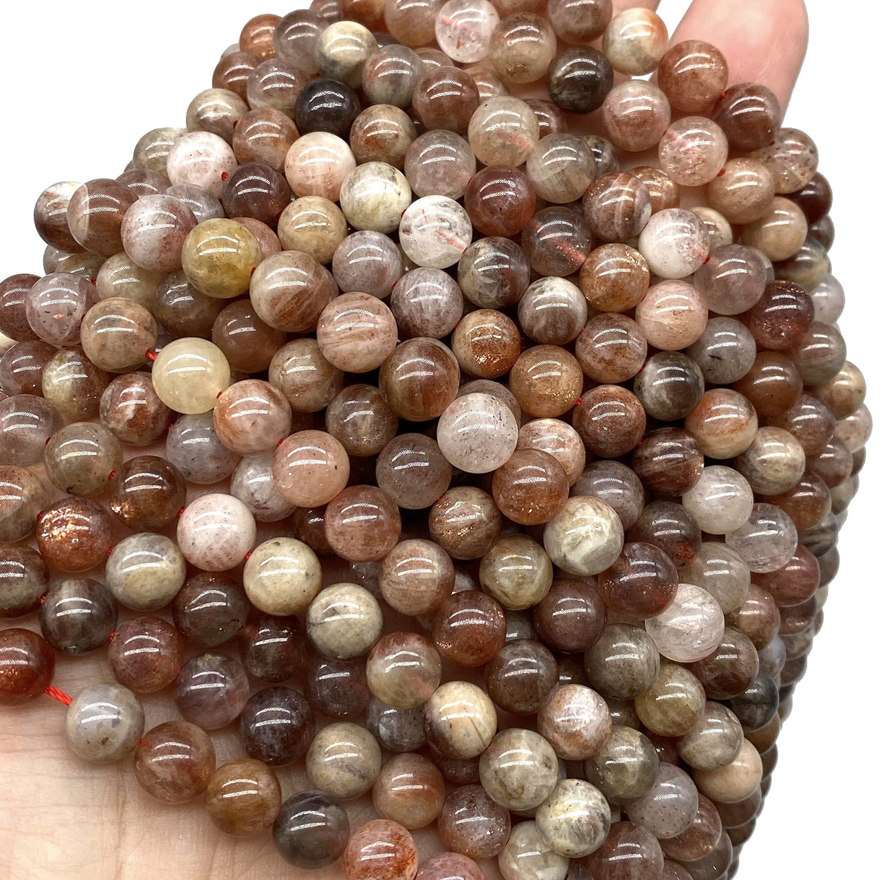 ABCGEMS Madagascan Rainbow Sunstone Beads (Gorgeous Shimmery Golden-Brown Overtones) Healing Crystal Stone Ideal for Bracelet Necklace Ring DIY Jewelry Making Craft Men Women Smooth Round 8mm Rainbow Sunstone (From Madagascar)