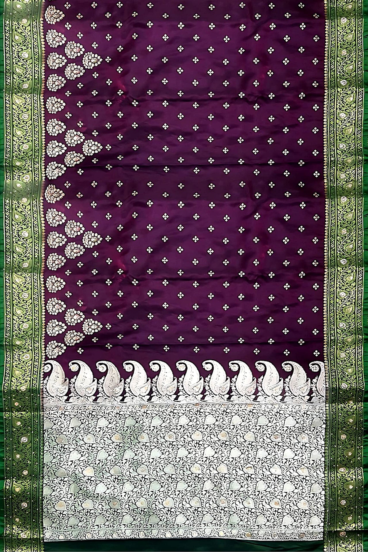 Shravanya Women's  Banarasi Silk Saree with Designer Embroidery and Stone Work with Jacquard Pallu, Border and Plain Unstitched Blouse Piece