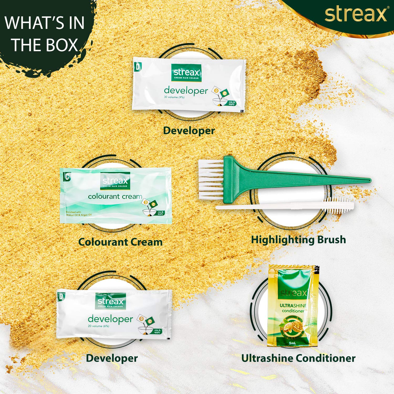 Streax Ultralights Hair Color Highlighting Kit for Women & Men, 60ml (Pack of 3) | Gem Collection - Soft Blonde| Contains Walnut & Argan Oil | Shine On Conditioner | Longer Lasting Highlights