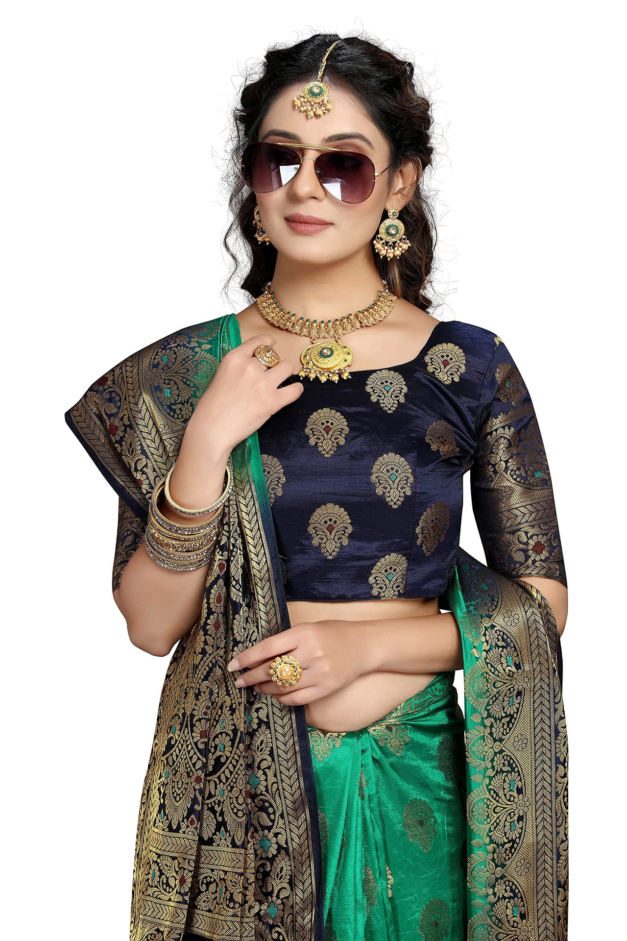 C J Enterprise Women's  Kanchipuam Pattu Pure Kanjivaram Silk Sarees For Wedding With Blouse Piece (perashooot paithani)