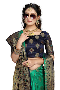 C J Enterprise Women's  Kanchipuam Pattu Pure Kanjivaram Silk Sarees For Wedding With Blouse Piece (perashooot paithani)