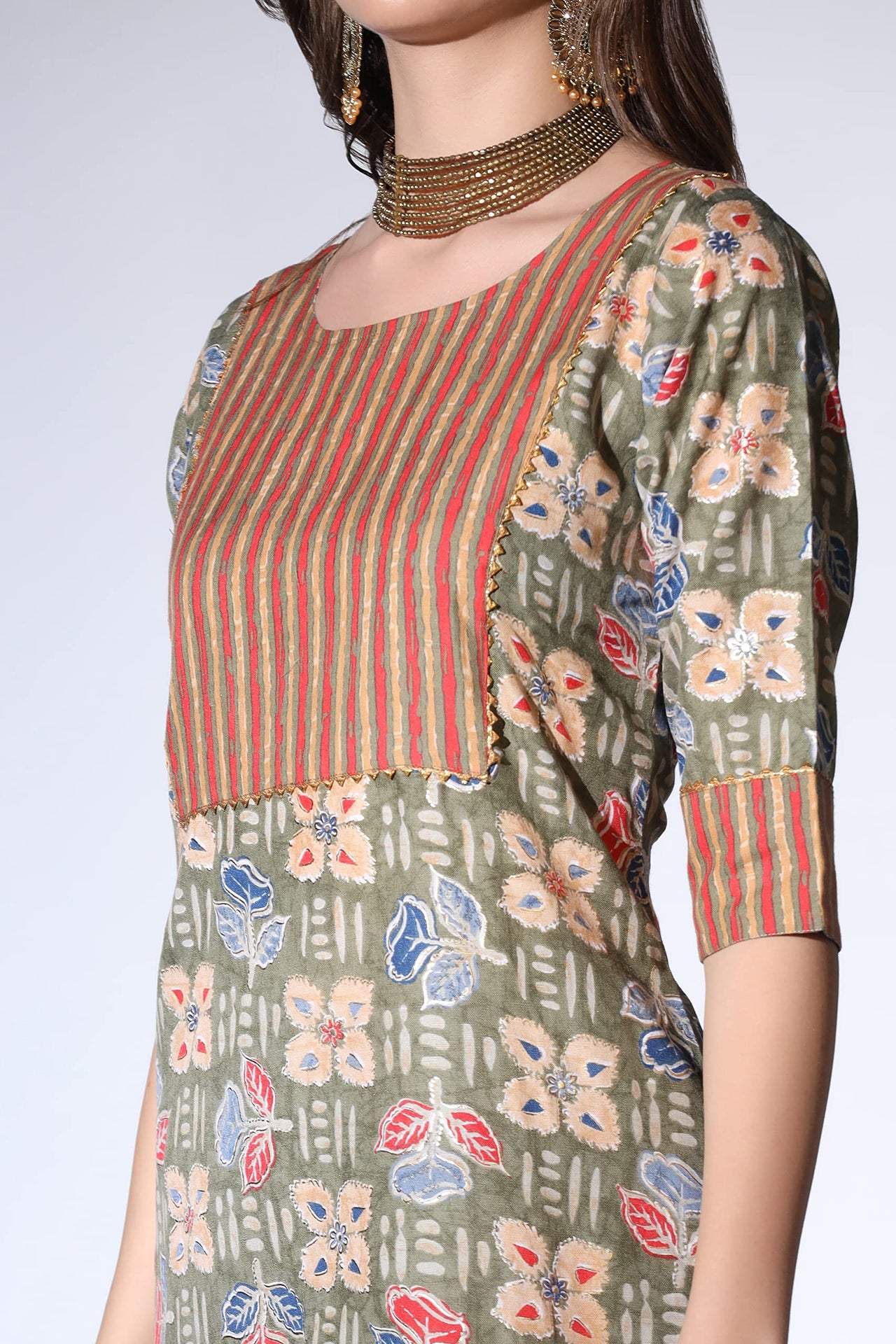 GRECIILOOKS Women's  Cotton Blend Printed Straight Kurta with Pant| A-line Kurta with Pant| Straight Printed Kurta with Pant