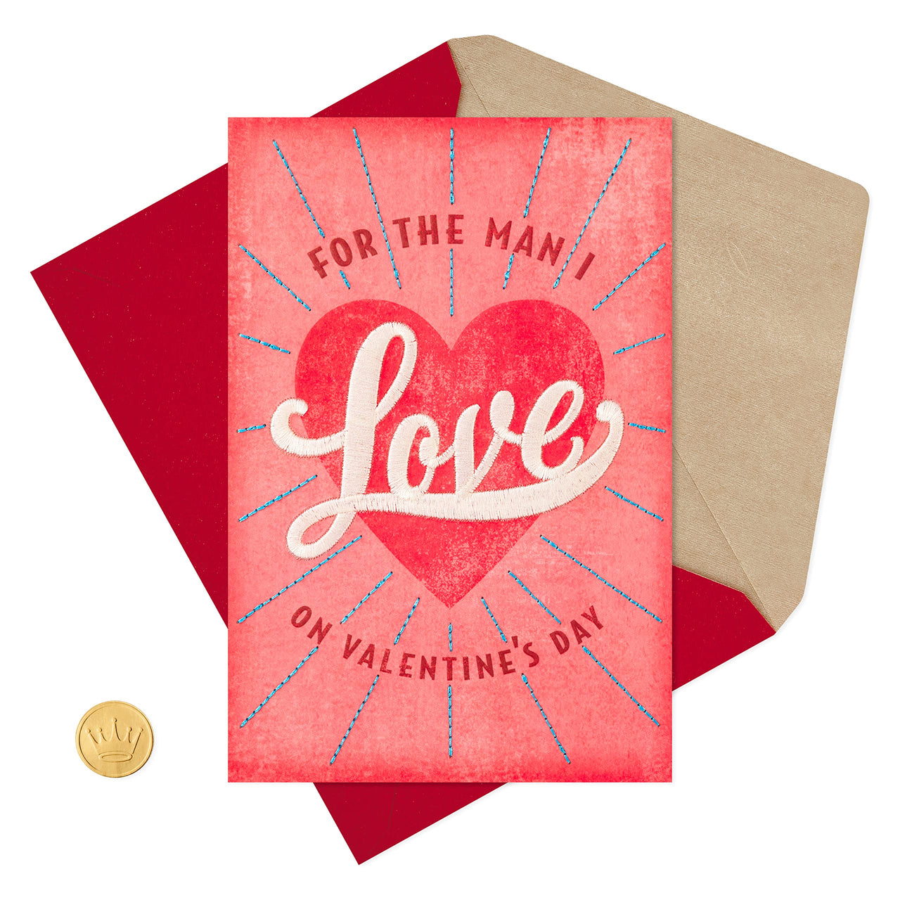 Hallmark Valentine's  Day Romantic Card for Husband or Boyfriend (Embroidery Heart) Valentine's  Day, Man I Love Heart