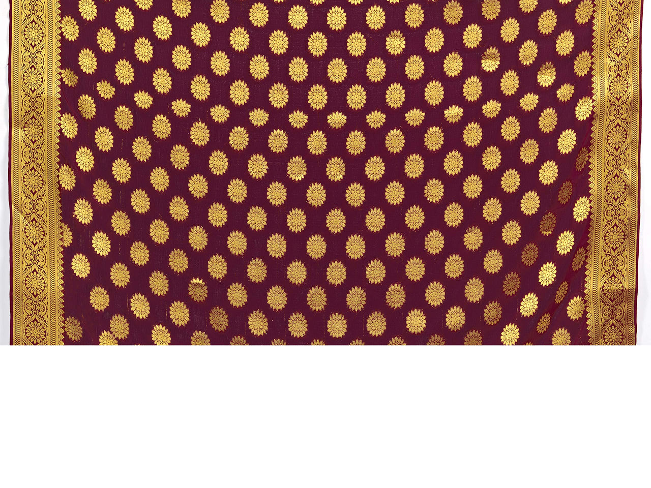 Vardha Women's  Chiffon Silk Saree with Unstitched Blouse Piece - Zari Woven Work Sarees for Wedding