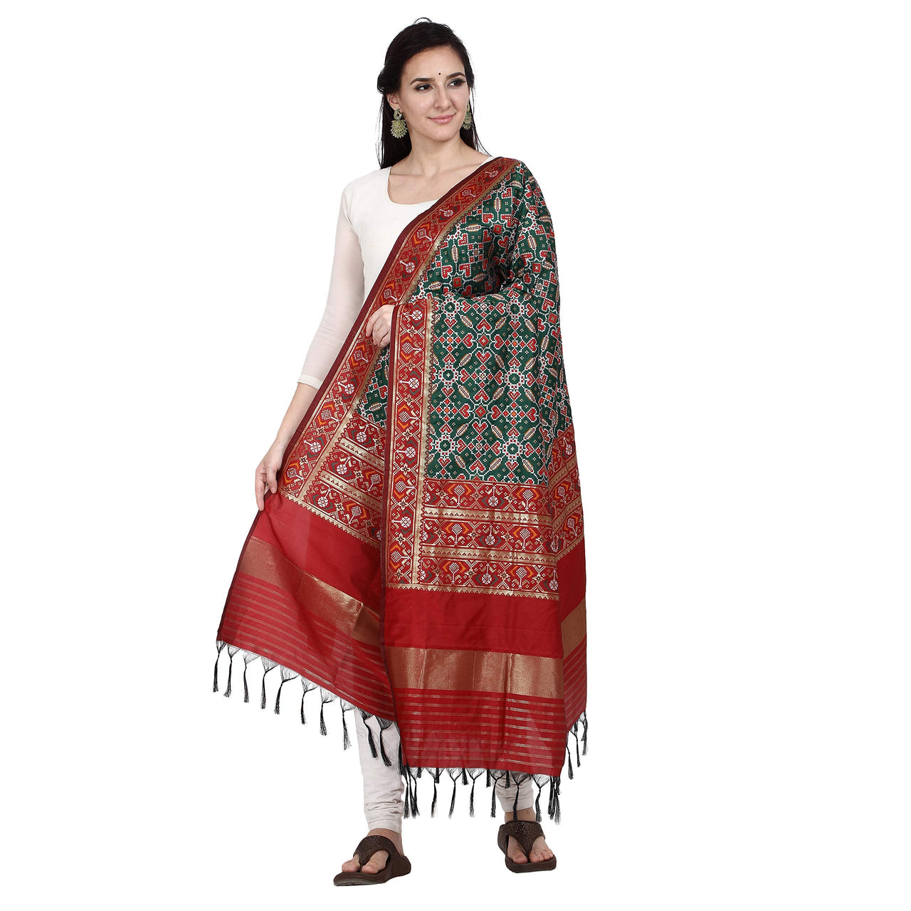 KAPAAHA Women's  Woven Silk Blend Patola Dupatta/Chunni Enough