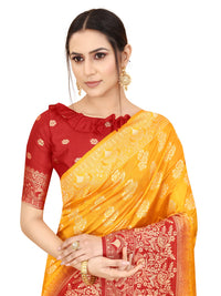 SATYAM WEAVES Women's  Banarasi Cotton Silk Saree With Blouse Piece
