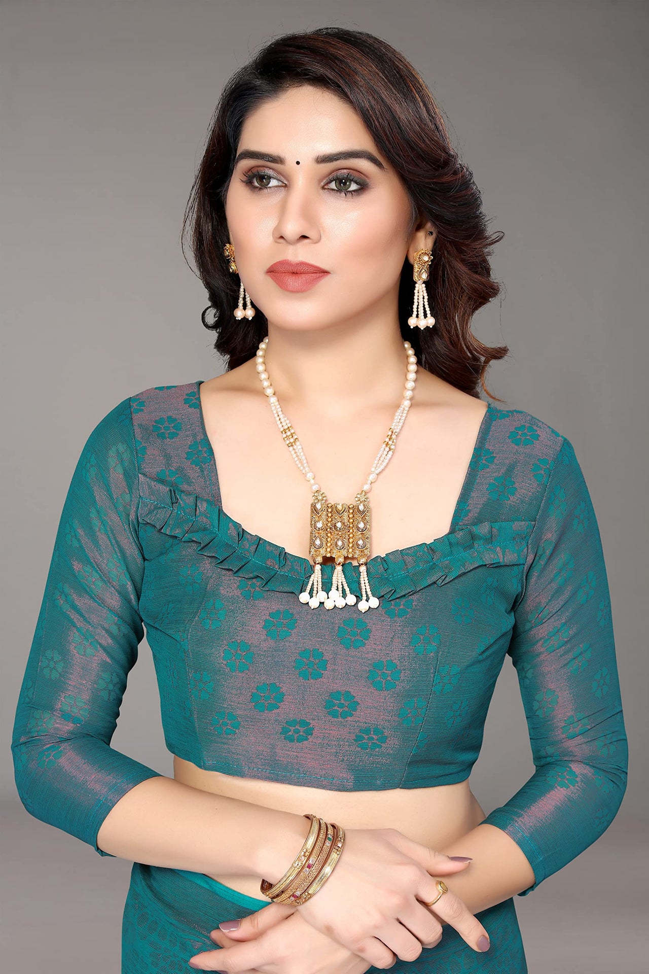 Winza Designer Women's  Chiffon Brasso Printed Saree with Blouse Piece (WDP Brasso Malini W)