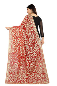 AKSHAR LLC Women's  Embroidered Chiffon Dupatta