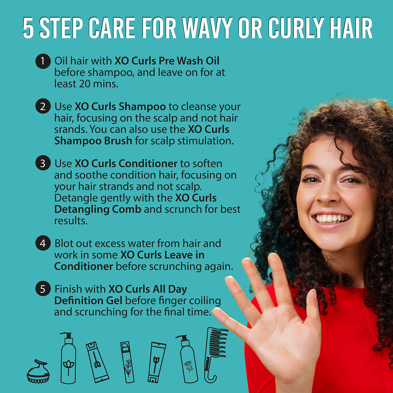 XO Curls Hydrating Conditioner with Argan Oil and Aloe Vera; a Curly Hair Therapy Range that gives Women & Men frizz-free, soft natural curls
