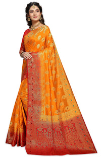 C J Enterprise Women's  Kanchipuam Pattu Pure Kanjivaram Silk Sarees For Wedding With Blouse Piece (perashooot paithani)