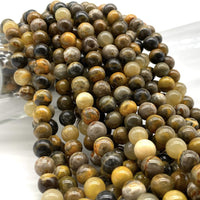 ABCGEMS Indonesian Bumble Bee Jasper Beads (Mine Inside an Active Volcano at Mount Papandayan, West Java) Healing Crystal Stone Ideal for Bracelet Necklace Ring DIY Jewelry Making Smooth Round 8mm Bumble Bee Jasper (From Indonesia)
