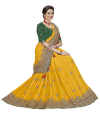 Nivah Fashion Women's  Satin Embroidery Saree with Heavy Work Blouse Piece