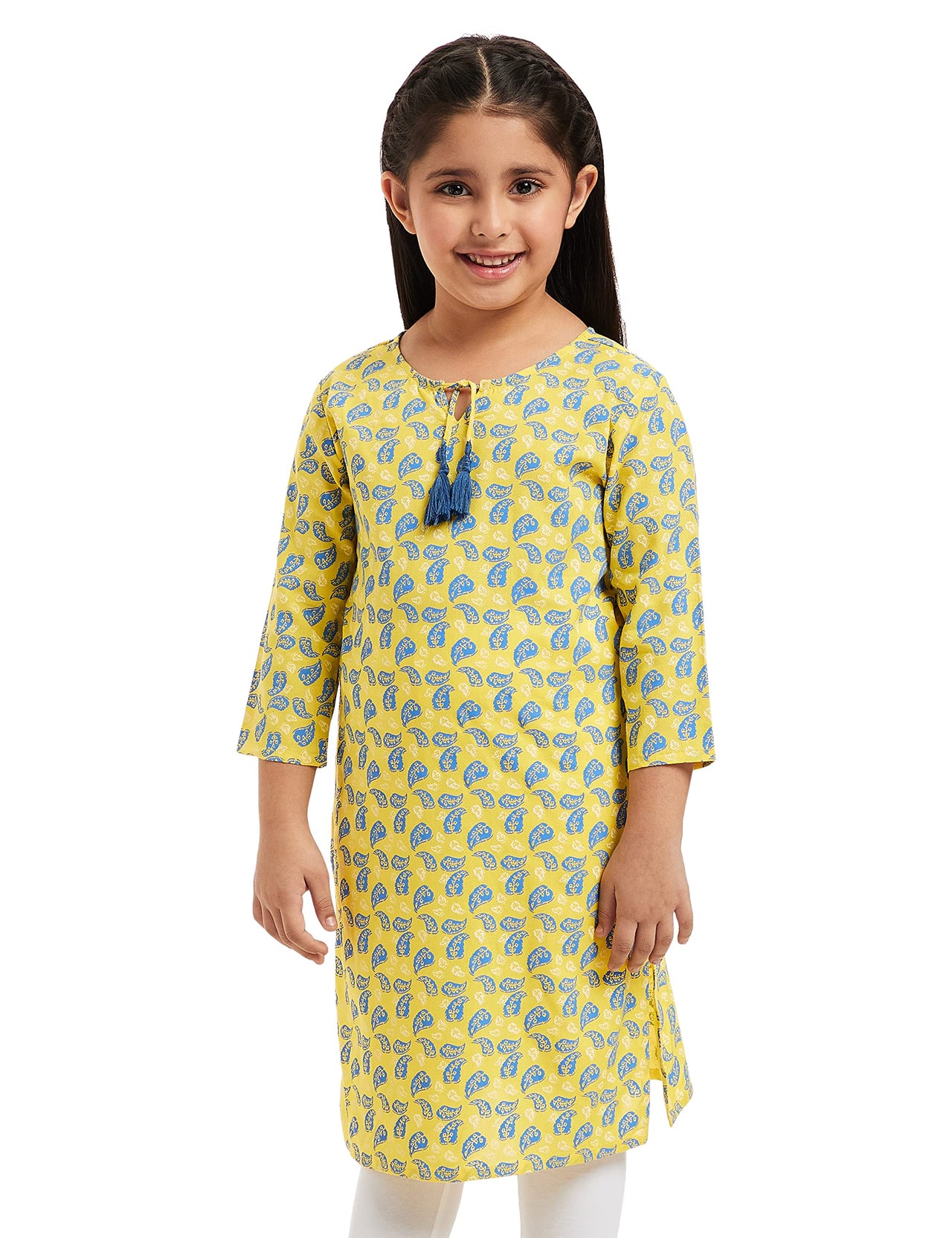Amazon Brand - Jam & Honey Girl's  Cotton Regular Short Kurti PEACH 2 2 Years-3 Years
