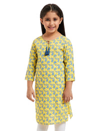 Amazon Brand - Jam & Honey Girl's  Cotton Regular Short Kurti PEACH 2 2 Years-3 Years