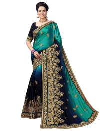 PANASH TRENDS Women's  Barfi Silk Heavy Embroidery Work Saree