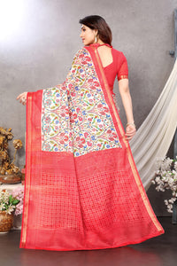 MIRCHI FASHION Women's  Fancy Penny Cotton Blend Kalamkari Printed Saree with Blouse Piece