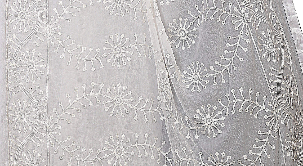 AKSHAR LLC Women's  Designer Pure Chiffon Dupatta with Pure Cotton Thread Embroidery Work