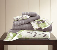 Modern Threads Amrapur Overseas 6-Piece Yarn Dyed Organic Vines Jacquard/Solid Ultra Soft 500GSM 100% Combed Cotton Towel Set [Grey Lavender] Labender