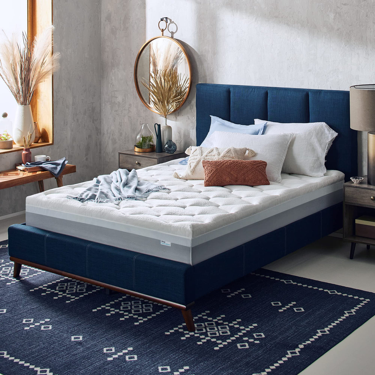 Sleep Innovations Cooling Comfort Gel Memory Foam Dual Layer Mattress Topper, 4 Inch, King Size, Pillow Top Cover