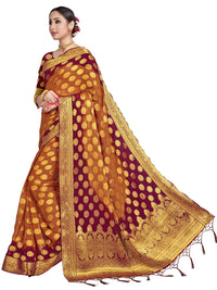 Vardha Women's  Chiffon Silk Saree with Unstitched Blouse Piece - Zari Woven Work Sarees for Wedding