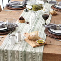 DII Farmhouse Braided Stripe Table Runner Collection, 15x108 (15x113, Fringe Included), Artichoke Green 15x108