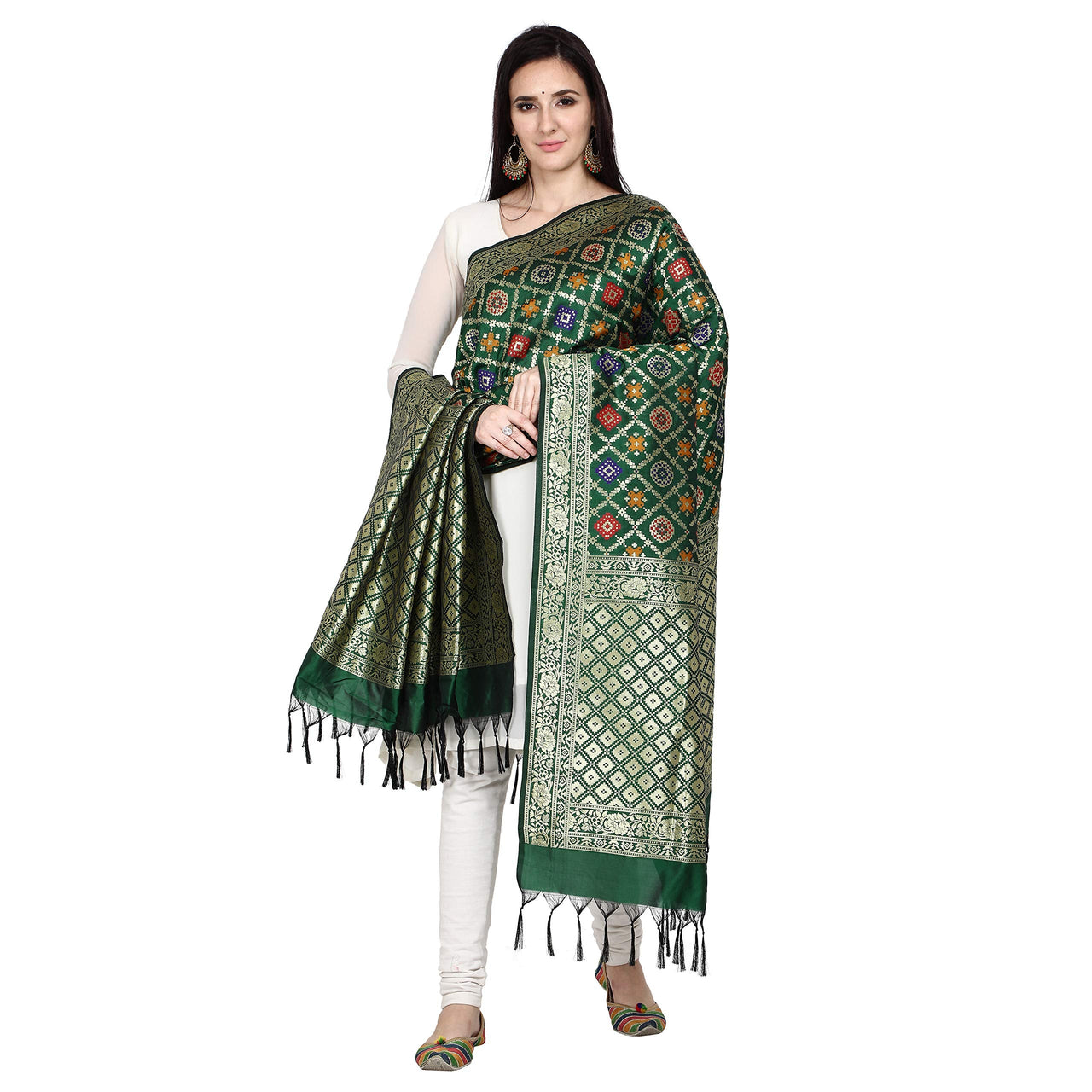 Kapaaha Women's  Woven Silk Blend Banarasi Zari Dupatta/Chunni, Width 45 Inch, Length 2.5 Meter