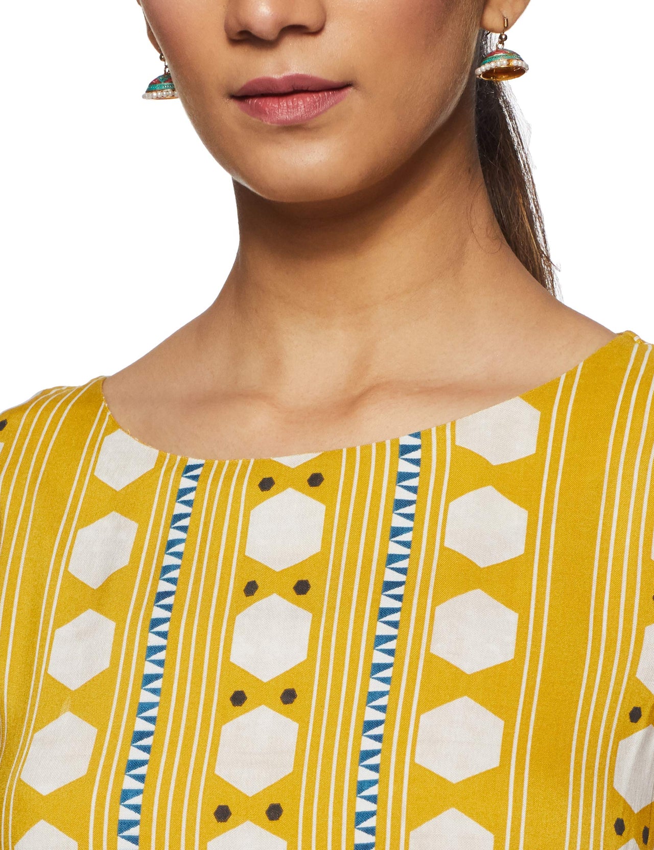 W for Woman Women's  Viscose A-Line Kurta S (8) Yellow