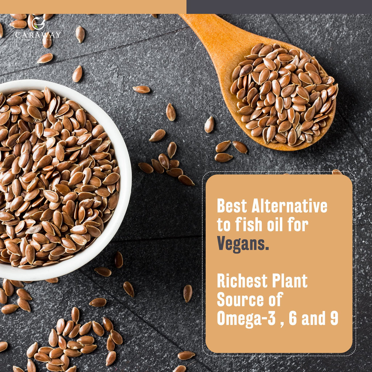 CARAWAY Certified Organic Cold pressed Flaxseed Oil 1000mg Vegan Omega 3 6 9 Supports Skin, Joint, Hair Brain, Muscles And Bones- 236 ML / 8 oz