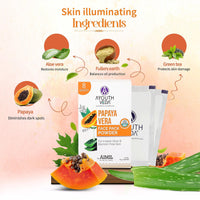 Ayouthveda Papaya and Aloe Vera Face Pack Powder for Glowing & Rejuvenating Skin | Removes Blemish & Wrinkle & Promotes Skin Health | Suitable for all skin Type (10g X 10 Sachets) (Pack of 3)
