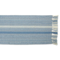 DII Farmhouse Braided Stripe Table Runner Collection, 15x108 (15x113, Fringe Included), Stonewash Blue 15x108