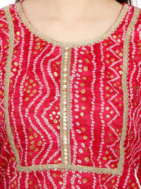 InTrend Forever Bandhani Foil Print Designer || Cotton Kurta for Ladies || Straight Fit || Zari & Sequins lace || Kurtis for Women