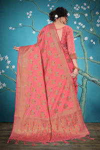 Divine International Trading Co Women's  Chanderi Saree With Blouse Piece