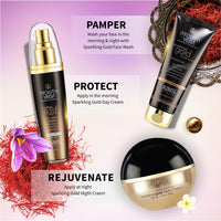 Ayouthveda Sparkling 24K Nano Elemental Gold Face Wash For Glowing Skin Men & Women | Enriched With 24K Gold & Kashmiri Saffron | For Normal & Dry Skin (Pack of 2;100ml each)