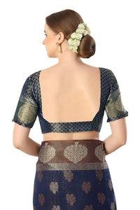 Jaam Silk Fashion Women's  kanjivaram Woven Pattu Silk Blend Saree with Blouse Piece