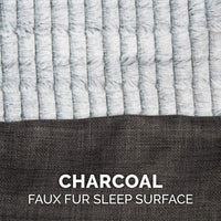 Furhaven Replacement Dog Bed Cover Luxe Faux Fur & Performance Linen Sofa-Style, Machine Washable - Charcoal, Large