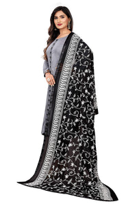 AKSHAR LLC Miss India Women's  Chiffon Dupatta With Karachi Embroidery Work