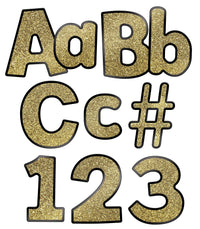 Carson Dellosa 219 Piece 4 Inch Gold Glitter Bulletin Board Letters for Classroom, Alphabet Letters, Numbers, Punctuation & Symbols, Cut Out Letters for Bulletin Board