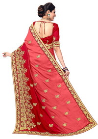 PANASH TRENDS Women's  Barfi Silk Heavy Embroidery Work Saree