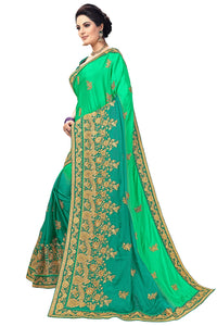PANASH TRENDS Women's  Barfi Silk Heavy Embroidery Work Saree