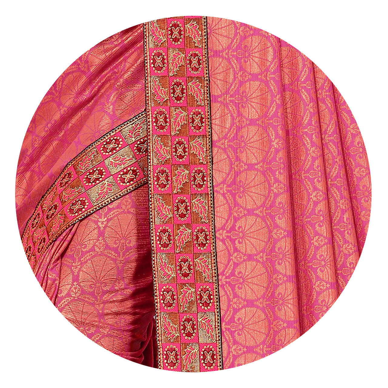 MIRCHI FASHION Women's  Stylish Lycra Foil Printed Design with Zari Woven Lace Work Saree with Blouse Piece