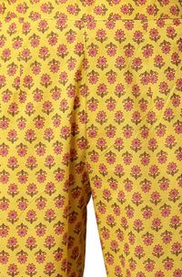 Janasya Women's  Yellow Cotton Kurta with Pant and Dupatta