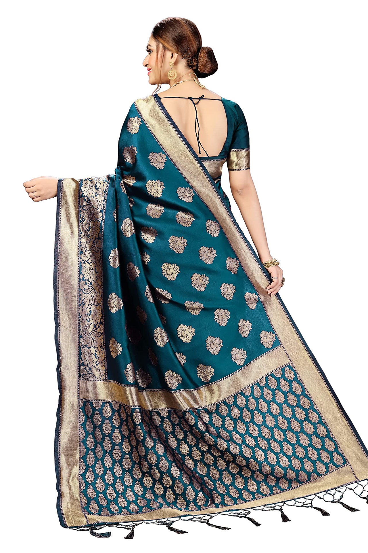 PANASH TRENDS Women's  Kanchipuram Banarasi Art Silk Saree with Blouse Piece