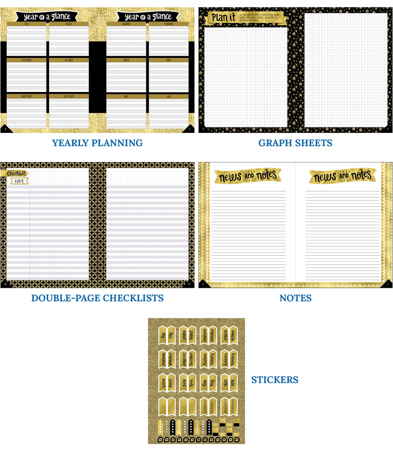 Carson Dellosa Sparkle and Shine Academic Teacher Planner—Undated Weekly/Monthly Plan Book, Lesson Planner and Record Organizer for Classroom or Homeschool (8.4" x 10.9)