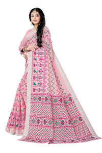 DHRUVI TRENDZ Women's  Cotton Silk Printed Banarasi Patola Silk Blend saree women with Blouse Piece (Orange)