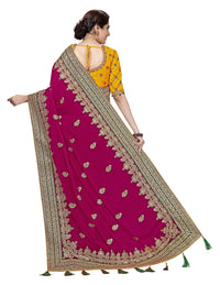 Nivah Fashion Women's  Satin Embroidery Saree with Heavy Work Blouse Piece