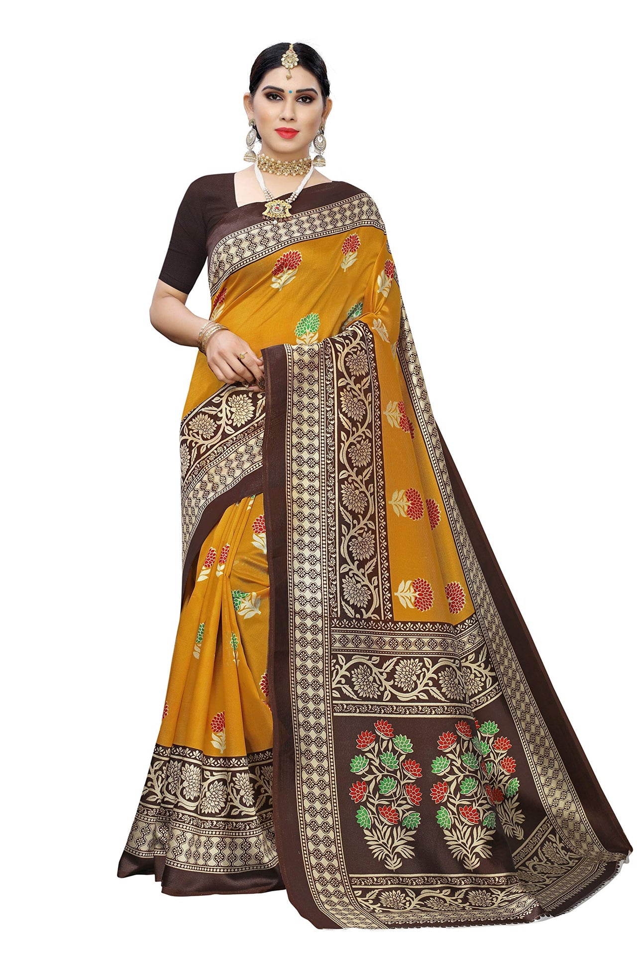 Tarshika Womens Art Silk Saree With Blouse Piece (PITTY_Free Size)
