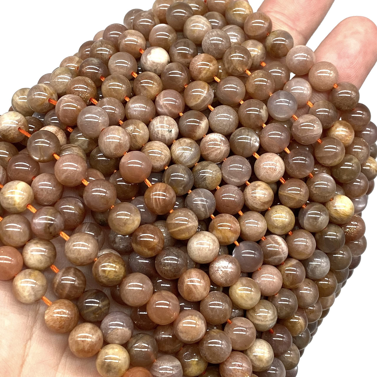 ABCGEMS Madagascan Rainbow Moonstone (Gorgeous Shimmery Overtones) Healing Energy Crystal Stone Ideal for Bracelet Necklace Ring DIY Jewelry Making Craft Men Women Smooth Round 8mm Rainbow Moonstone (From Madagascar)